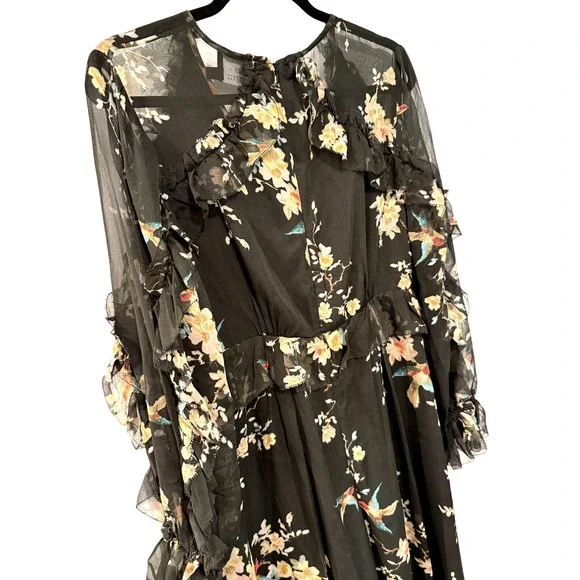 Zimmermann 1/ US 6 Maples $995 Feathery Silk Jumpsuit Wide Leg Maxi Dress Black - Picture 7 of 16